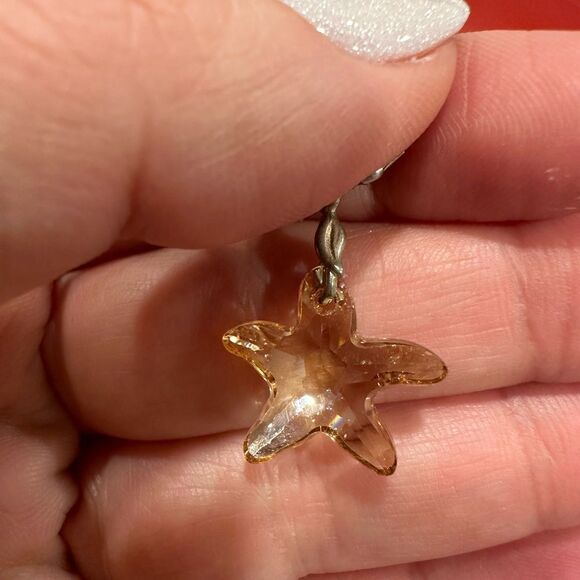 Sterling Silver starfish necklace and earrings set with Swarovski crystals - Picture 7 of 9